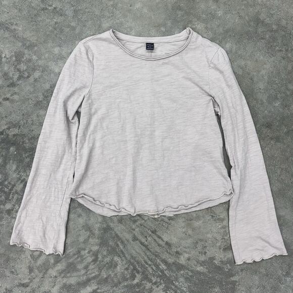 SHEIN Small Cotton Long Sleeve Shirt Flare Basic Everyday Tan Beige - Picture 1 of 8